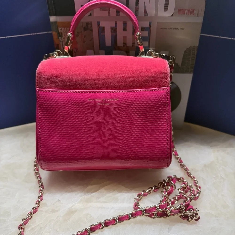Fuchsia Box Handbag with Chain Strap